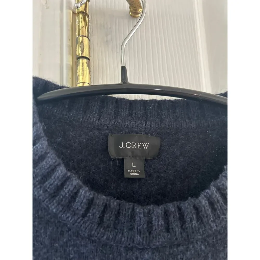 J.Crew Deep Navy Ribbed Crewneck Merino Wool Long Sleeves Sweater
